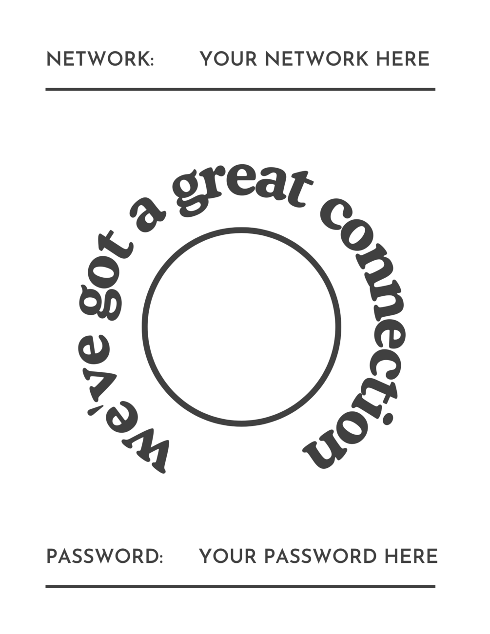 Customizable template for airbnb vbro wifi passwords