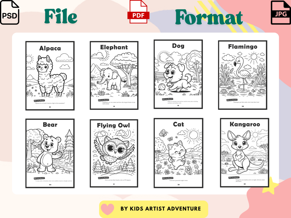 50+ Educational Animal Coloring Pages & Activity Worksheets - Printable ...
