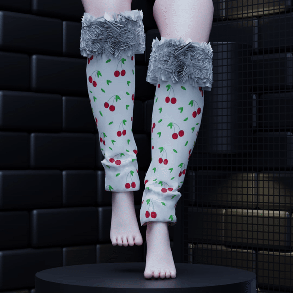 Cherry Fur Leg Warmers