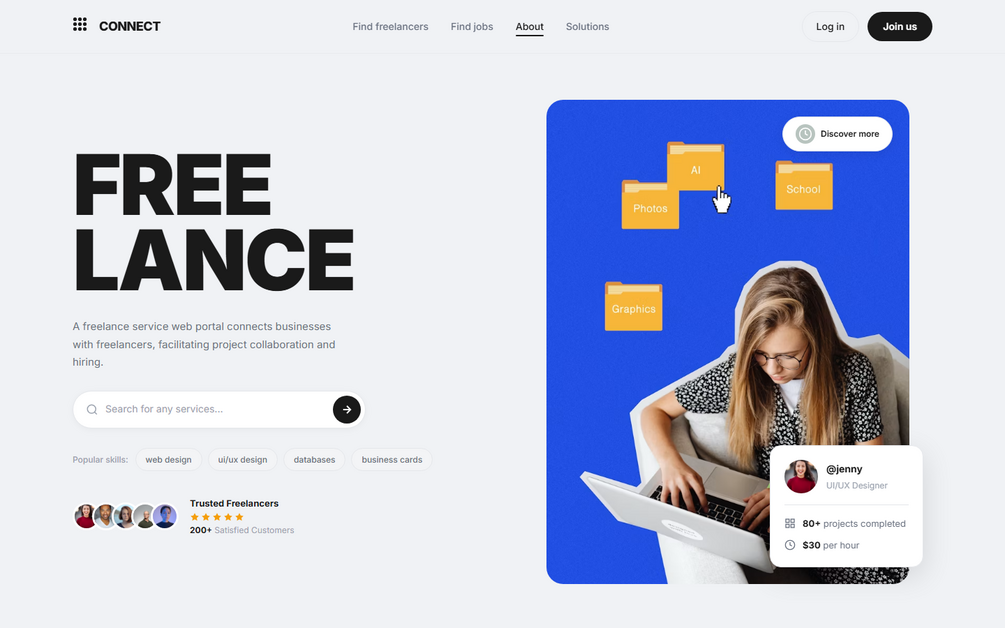 Mobile walkthrough for Freelance — Premium Freelancer Portfolio Website Template (HTML + WordPress + Elementor)