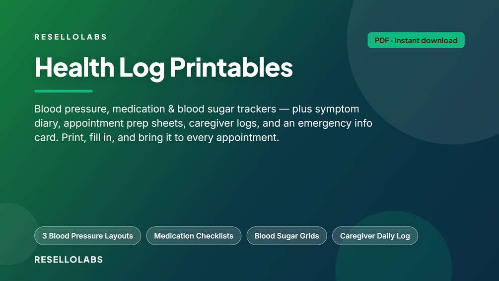 Look inside Blood Pressure Log & Health Trackers: Printable Bundle — real pages
