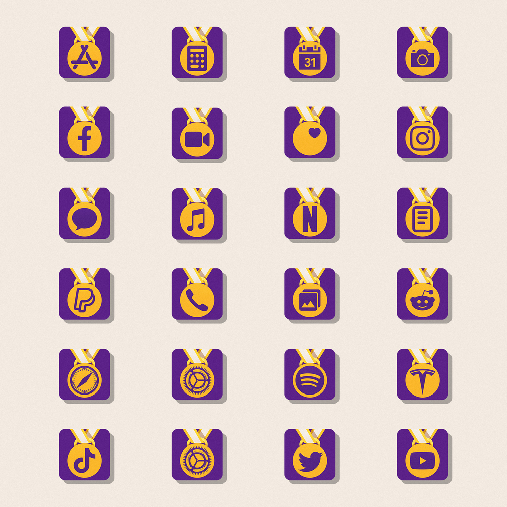 Los Angeles Lakers Basketball Team iOS14 Icon Set - 100 icons and