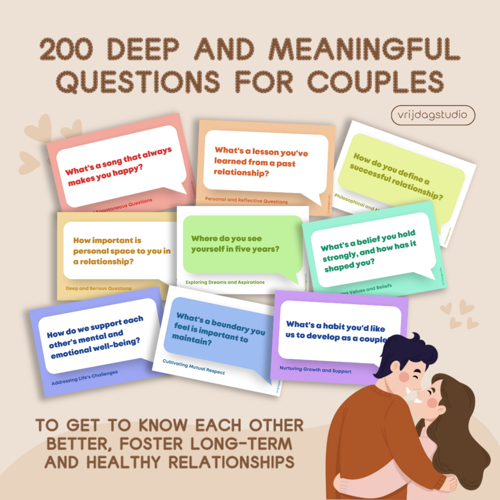 200 Deep and Meaningful Conversations Cards for Couples Deep