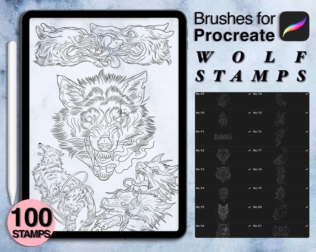 free procreate wolf brushes