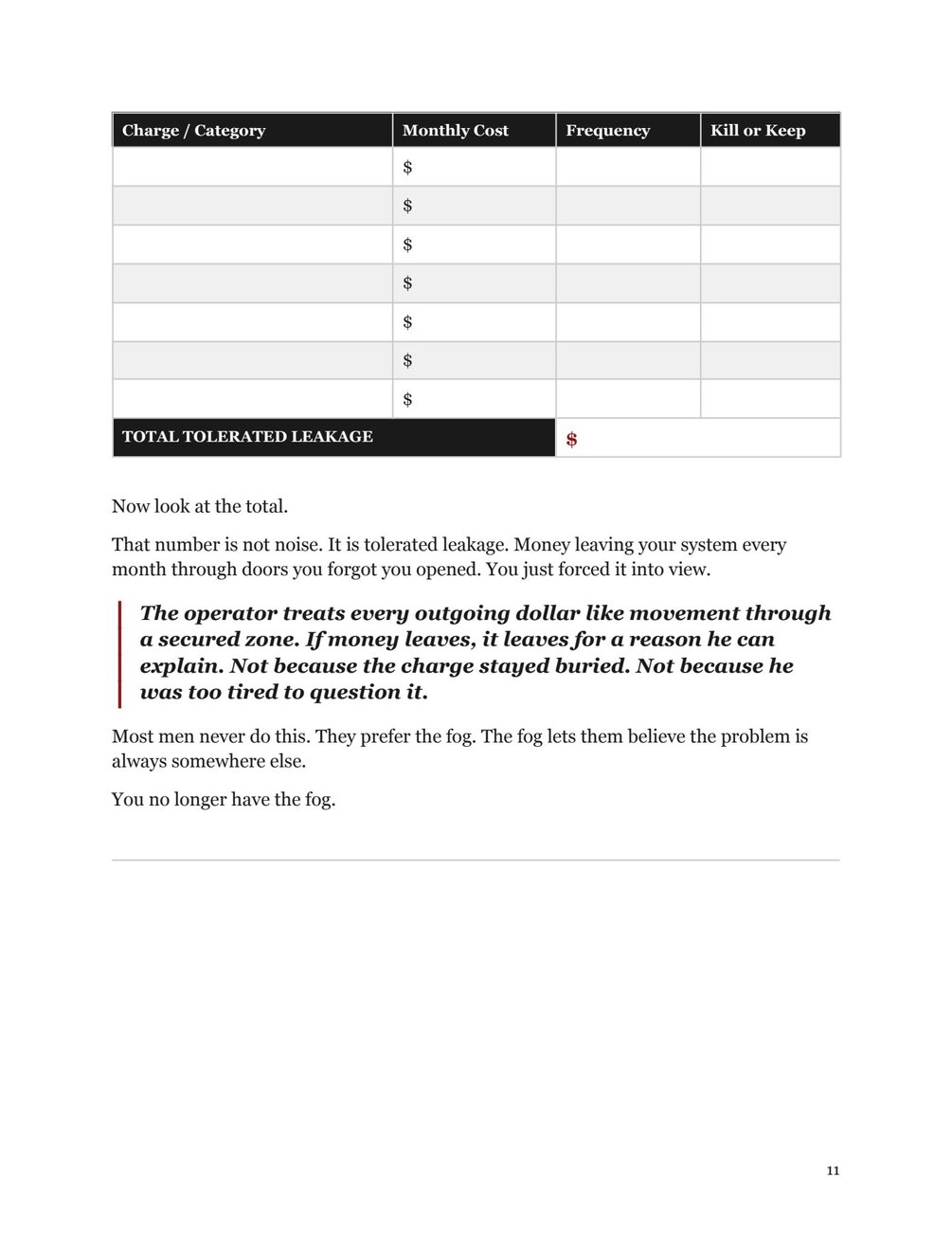 Briefing preview page showing the Perimeter Leak Audit
