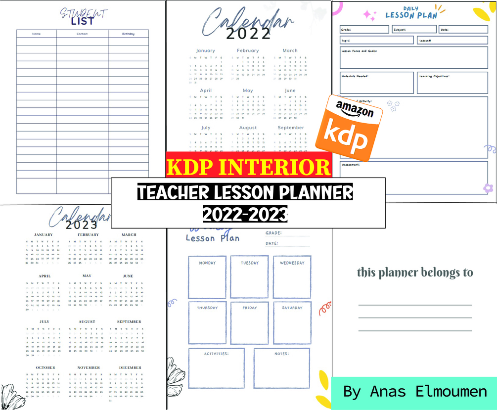 Teacher Lesson Planner 20222023 KDP Interior