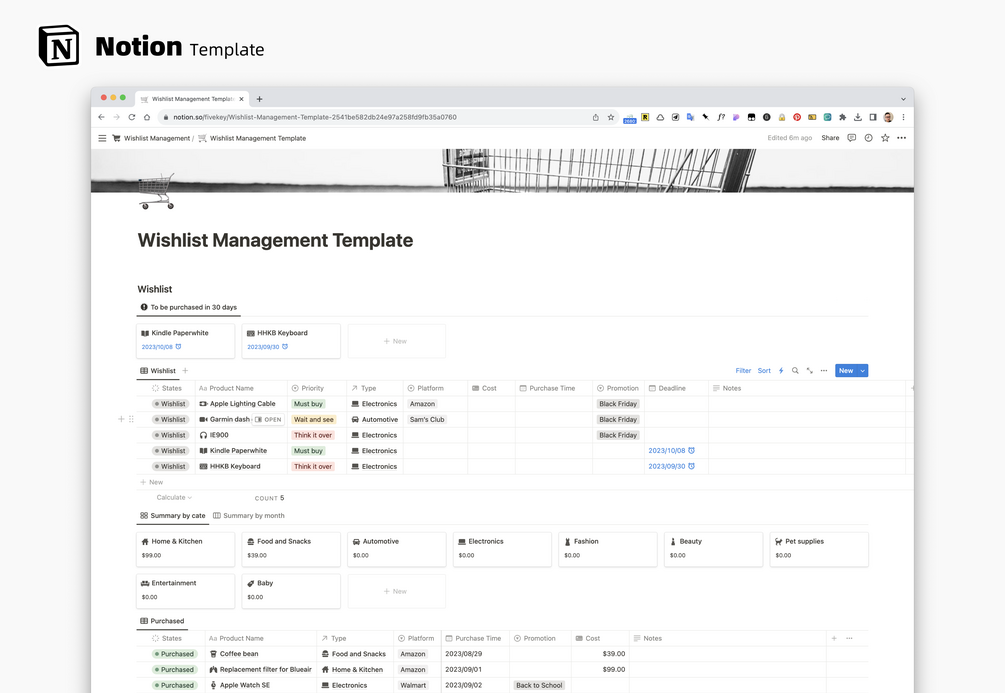 How to use Notion to manage your wishlist