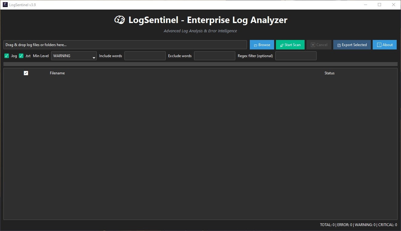 LogSentinel v3.9 Interface