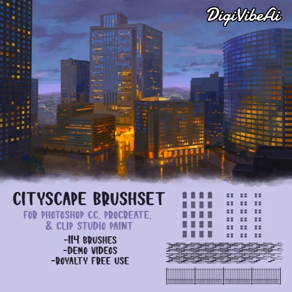 City Brushset (Photoshop CC, Procreate, CSP) by DigiVibeAi