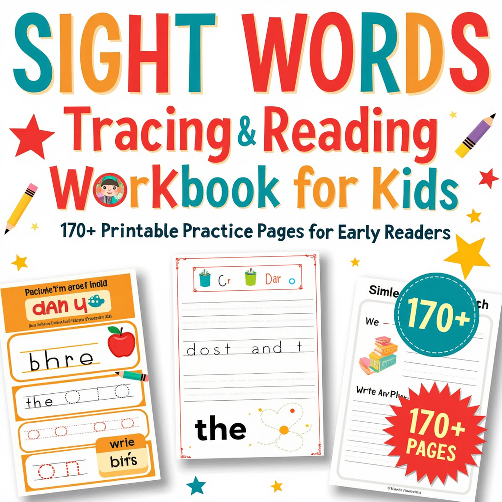 Sight Words Tracing and Reading Workbook for Kids Trace, Find, Color ...