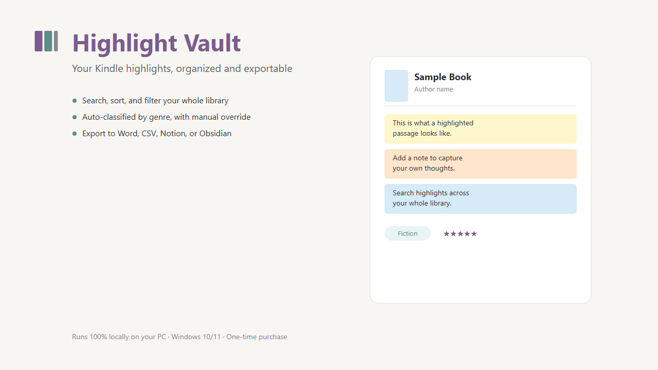 Highlight Vault app preview, enlarged