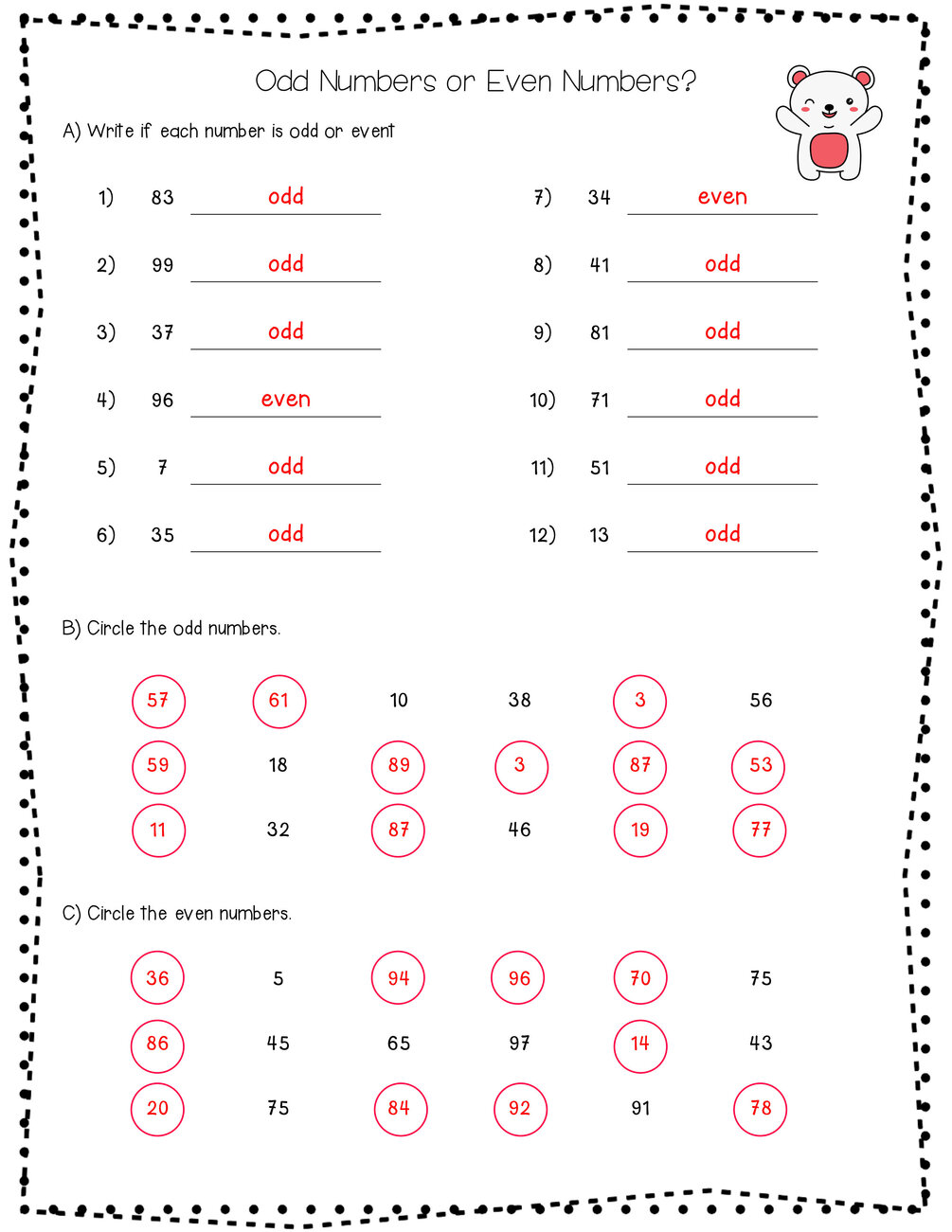Odd and Even Numbers book with Answer Key : Perfect Math Practice for ...