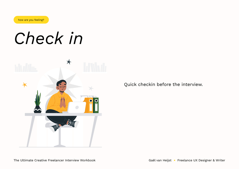 Interview Checkin Template for Freelance Creatives (+discount code)