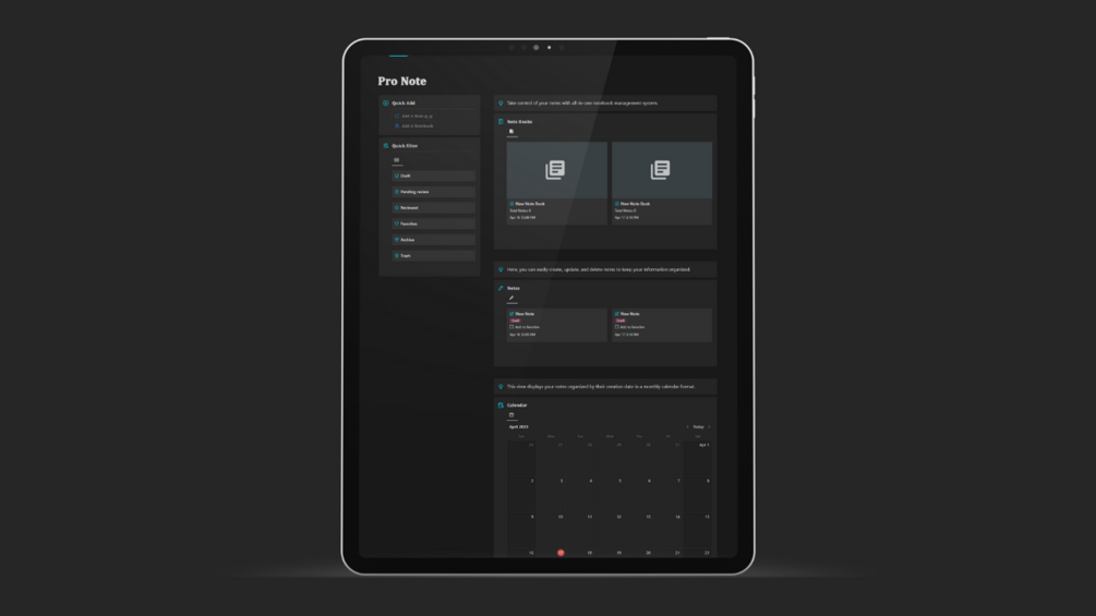 Pro Note - Notion Note Manager template