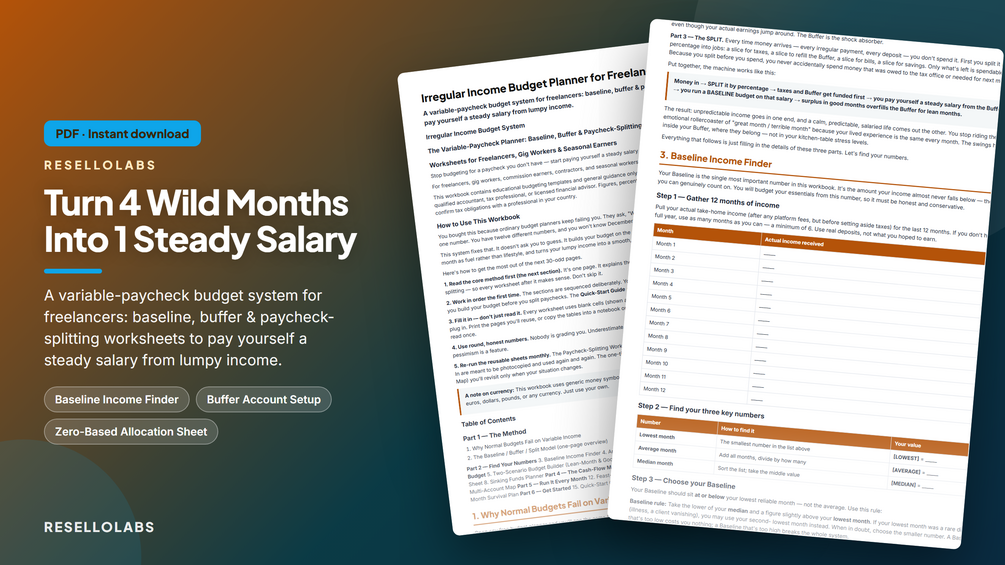 Irregular Income Budget Planner for Freelancers (PDF) cover