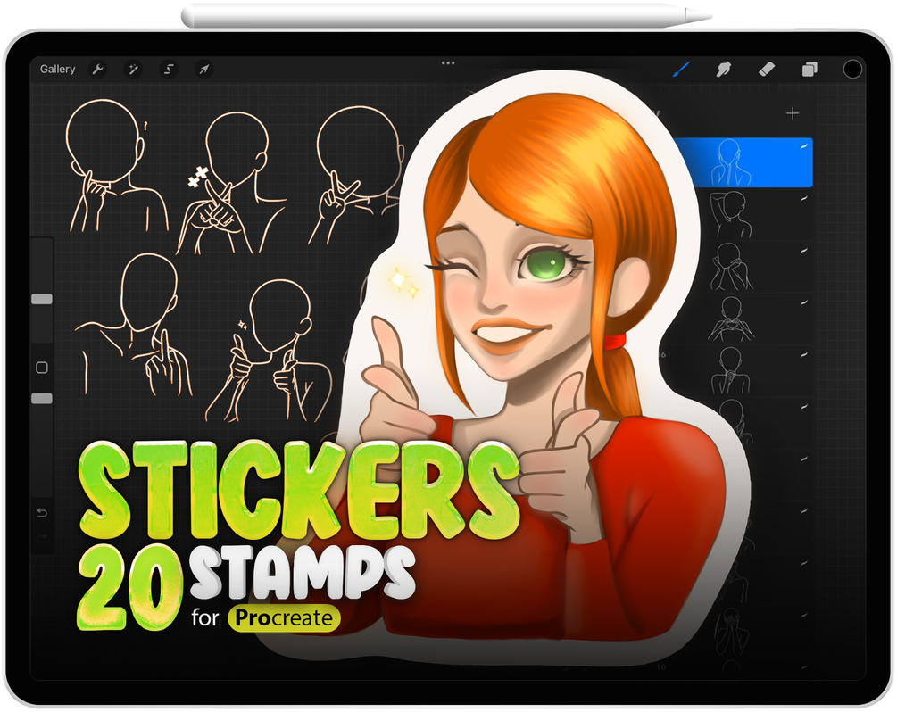 20 Procreate Stickers Stamp Brushes Collection by ProCreativeBreeze