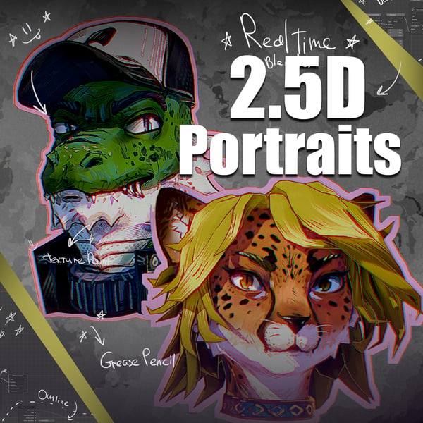 Portrait in 2.5D style blender. Scene + Files.  by Andrey_3d.art