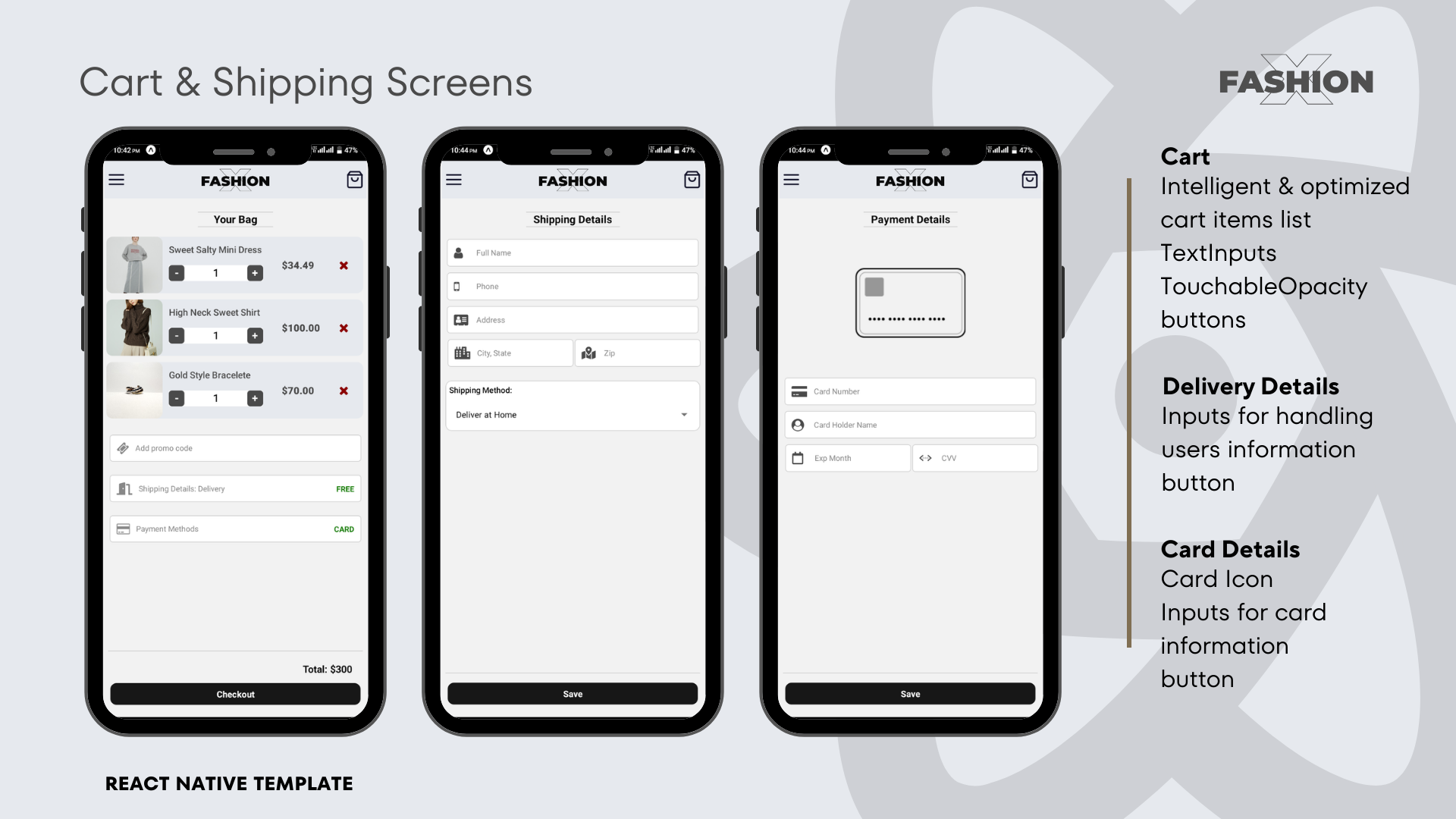 FashionX React Native Ecommerce Template App