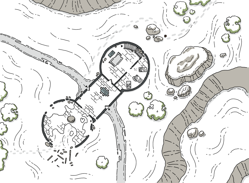 DnD and other tabletops map abandoned battlement