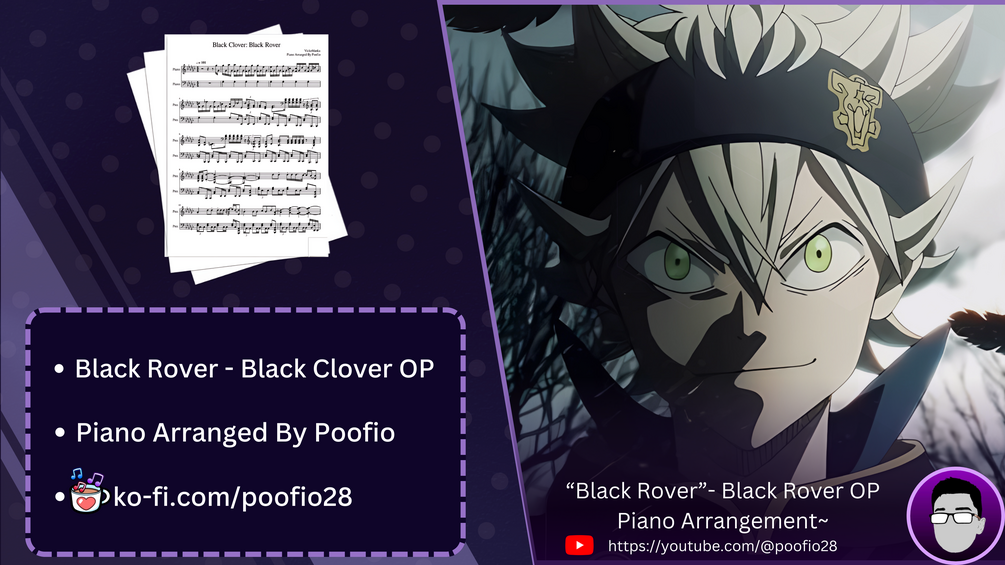 嫉 Free Sheet Midi For Piano Black Rover Black Clover Op