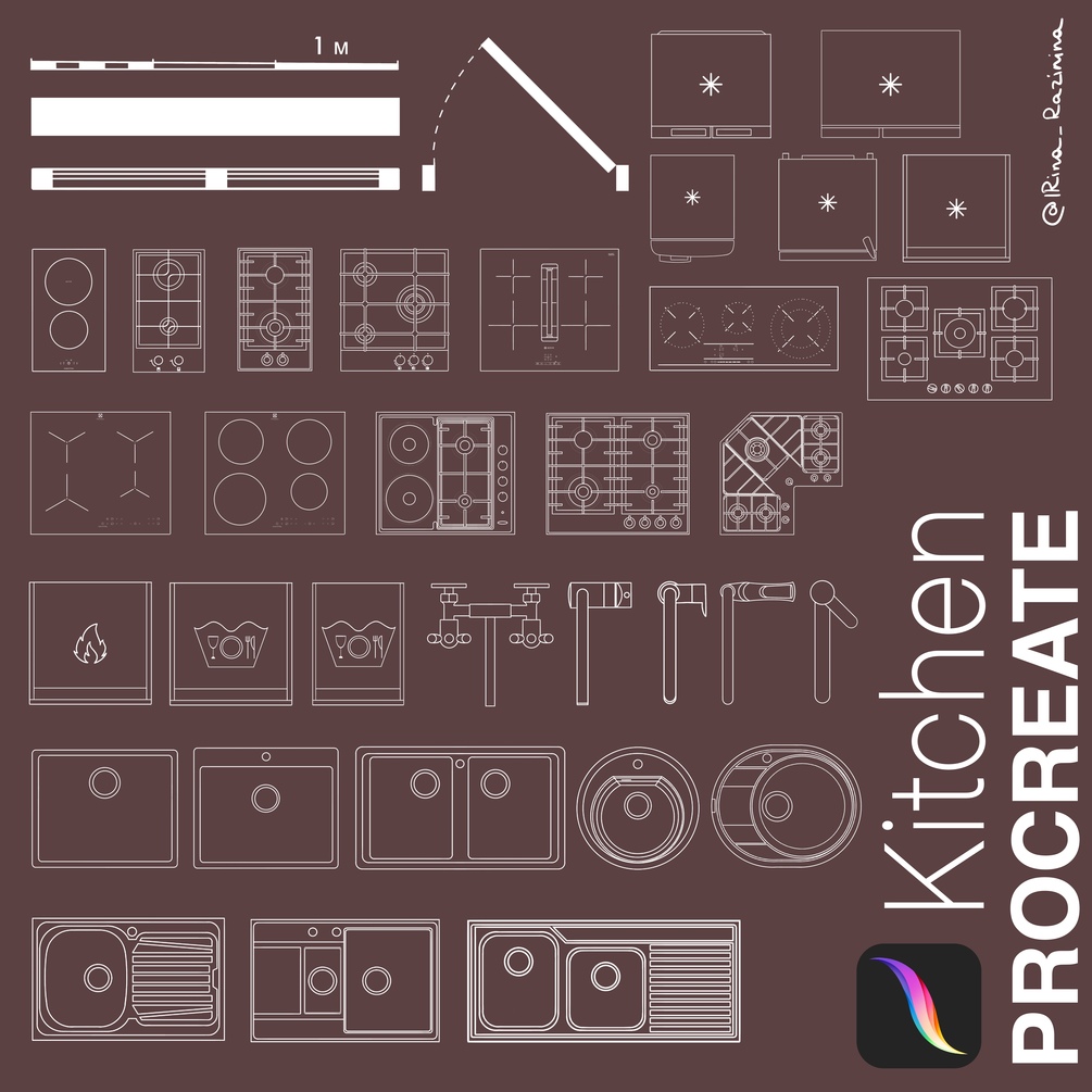 Kitchen stamp for Procreate