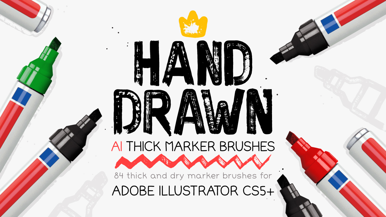 NEW hand drawn thick marker brushes for Adobe Illustrator! Side Project