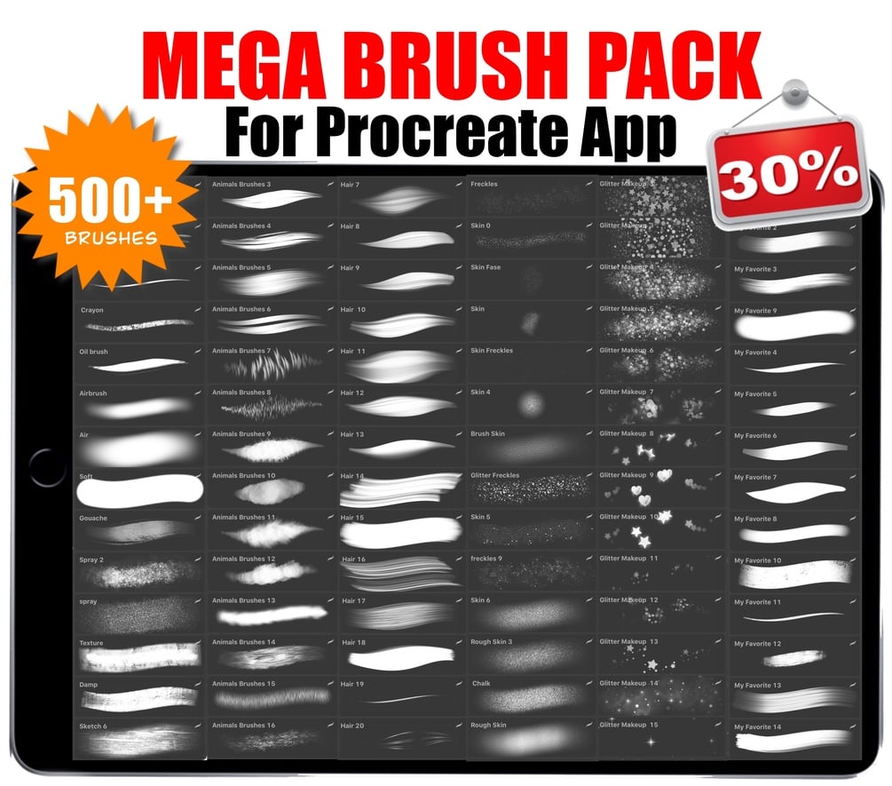 MEGA Brush Pack 500+ brushes for painting in Procreate by ylanast