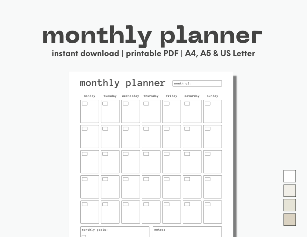 Undated Monthly Planner (Freebie!)