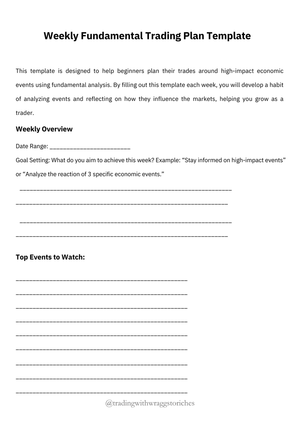 Weekly Fundamental Trading Plan