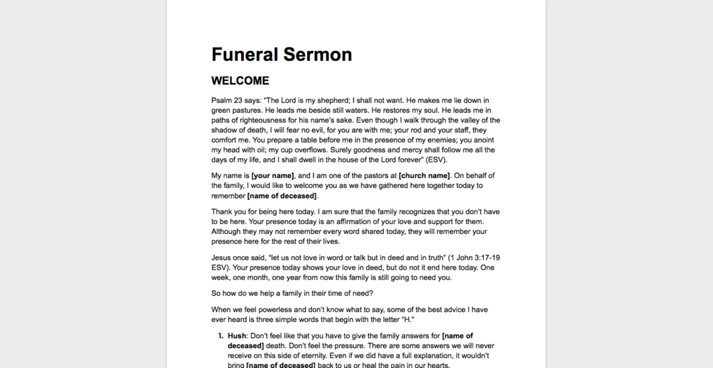 Funeral Sermon