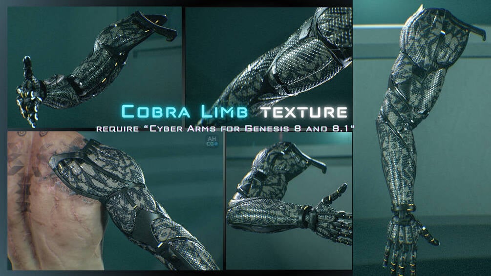Cobra Limb Texture for Cyber Arms for Genesis 8 and 8.1