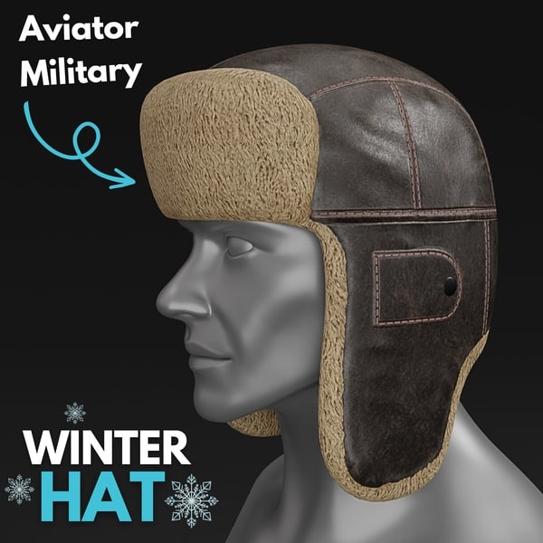 Winter Hat - Aviator - Military PBR 4K | WOLVES STUDIO