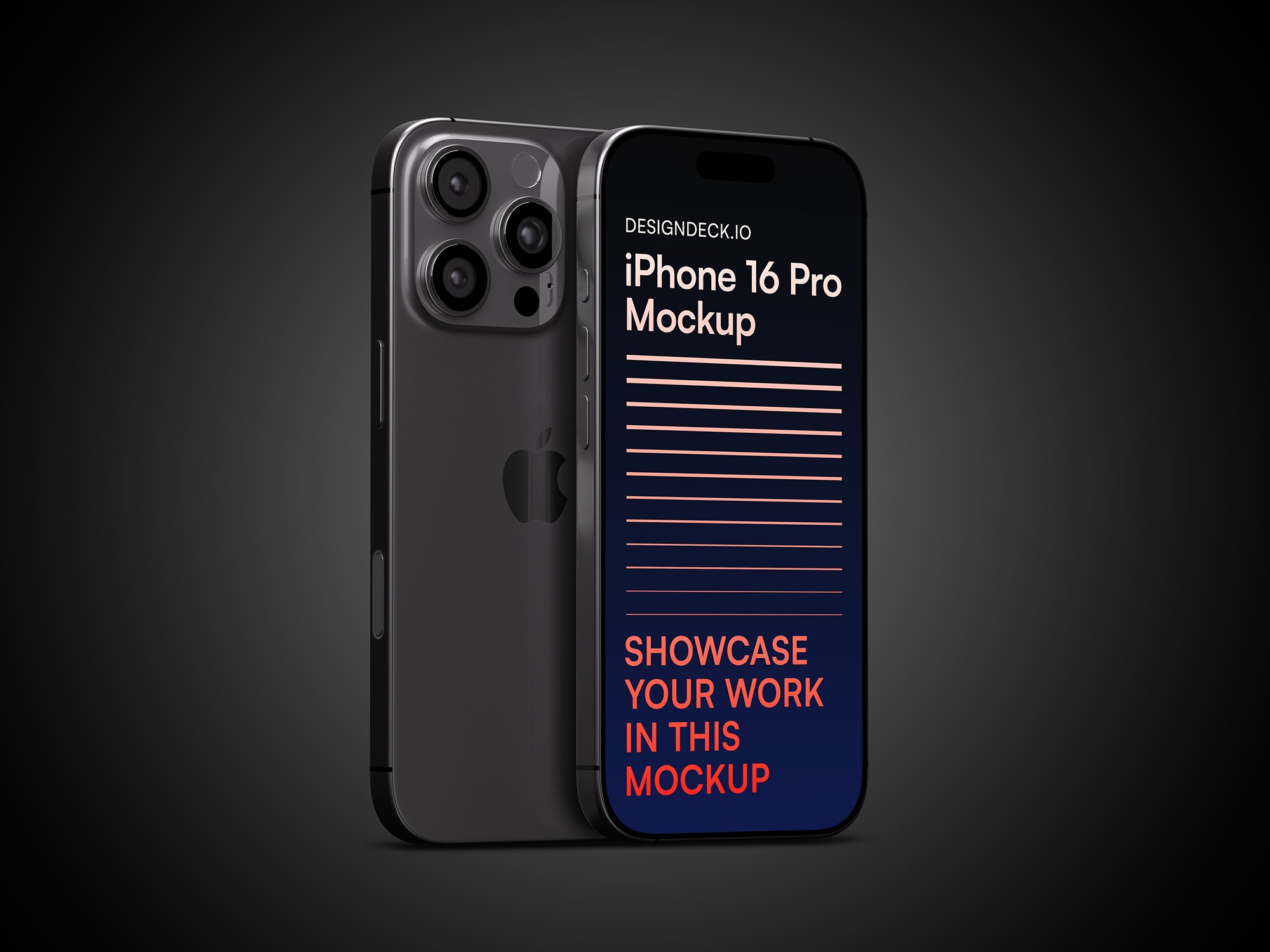 iPhone 16 Pro UI mockup with editable screen, layered PSD and Figma