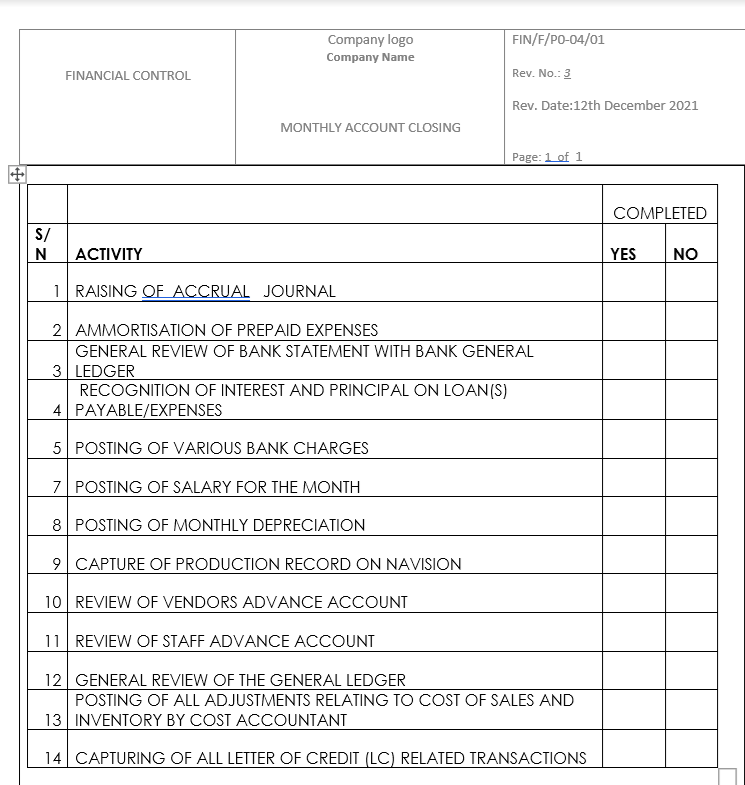 checklist-finance-monthly-account-closure