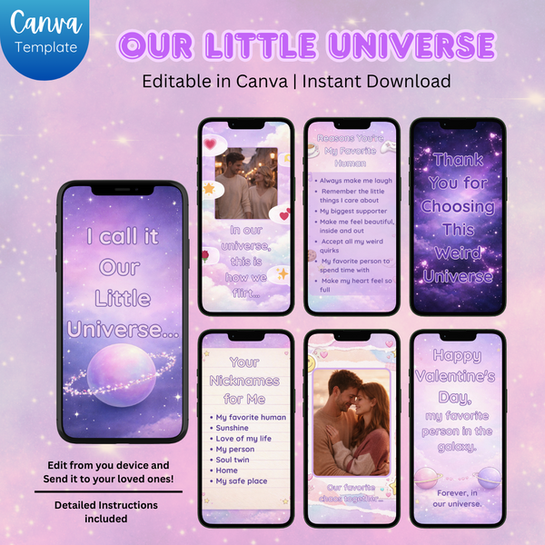 Our Little Universe Valentine & Long-Distance Relationship Canva Templates