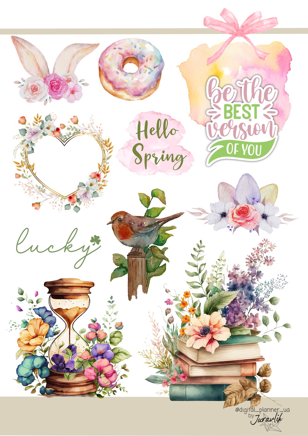 Cute Watercolour Spring GoodNotes Stickers