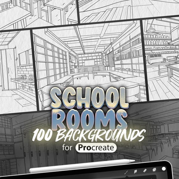 100 Procreate Rooms in School Backgrounds Collection by ProCreativeBreeze
