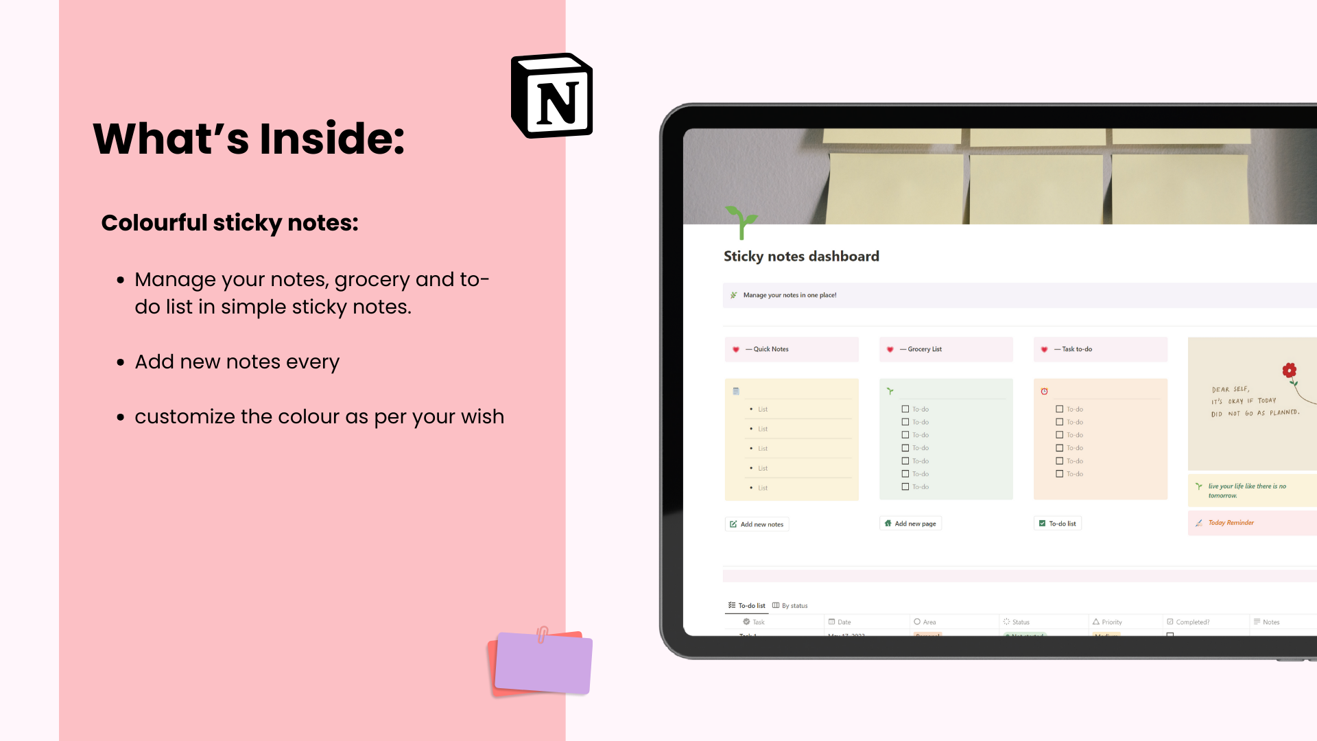 Sticky Notes Dashboard - Notion Circles