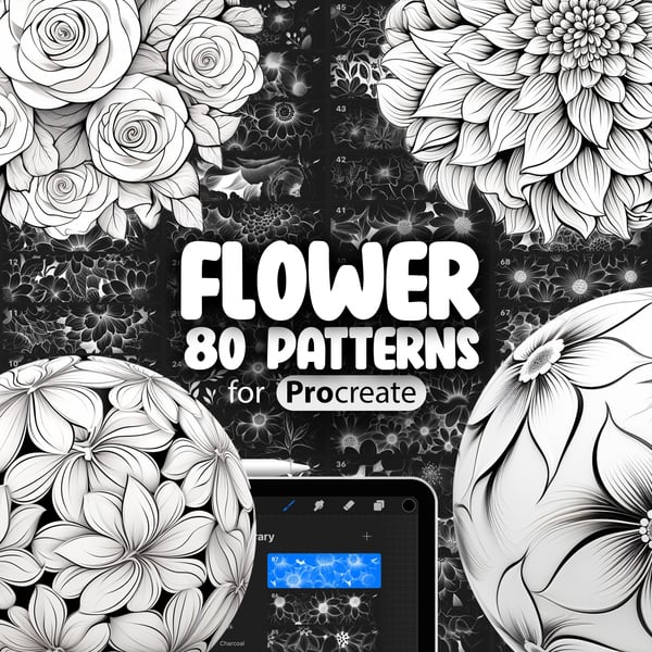 80 Procreate Flower Patterns Collection by ProCreativeBreeze