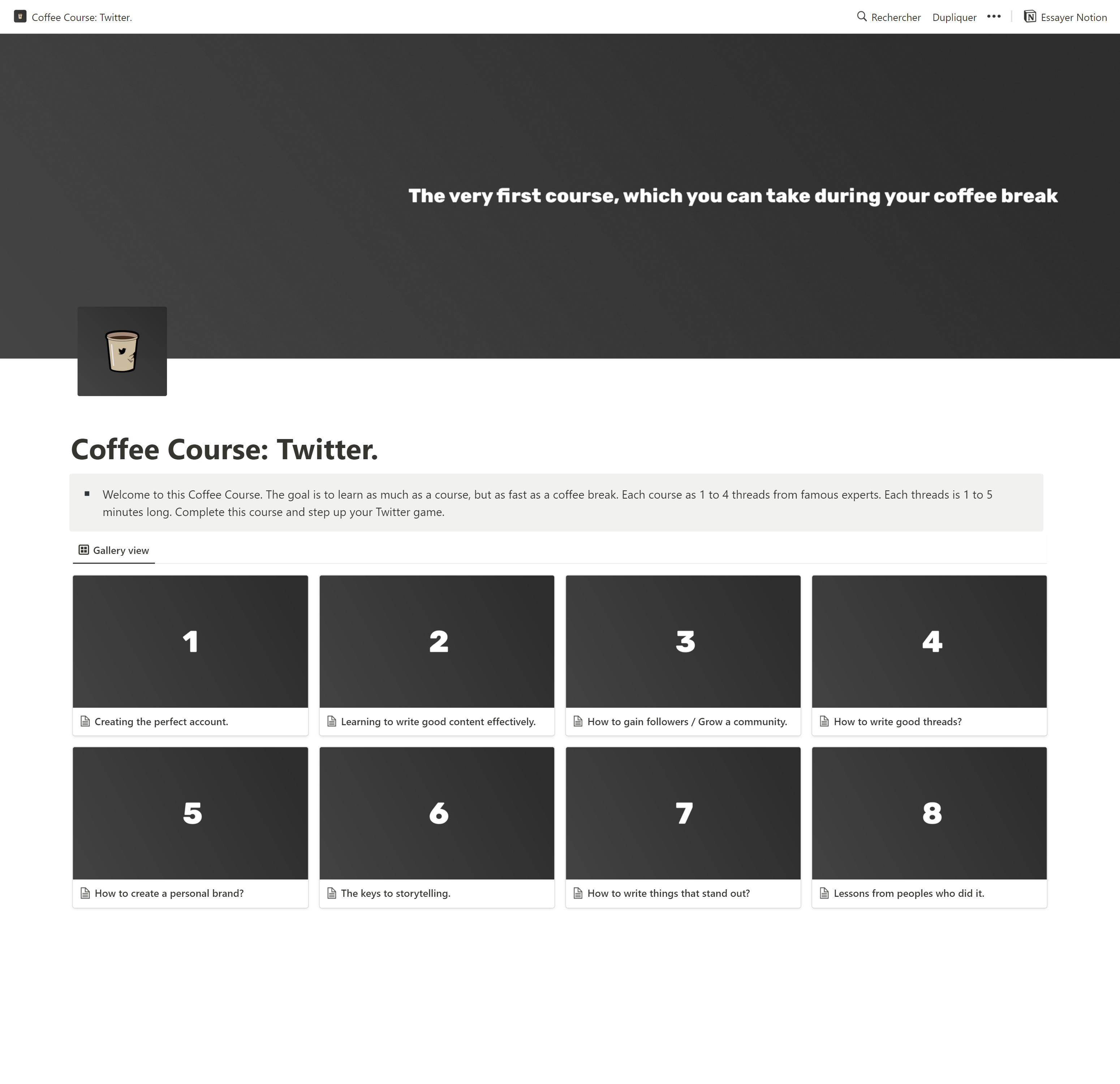 Coffee Course Twitter. Learn how to build on twitter.