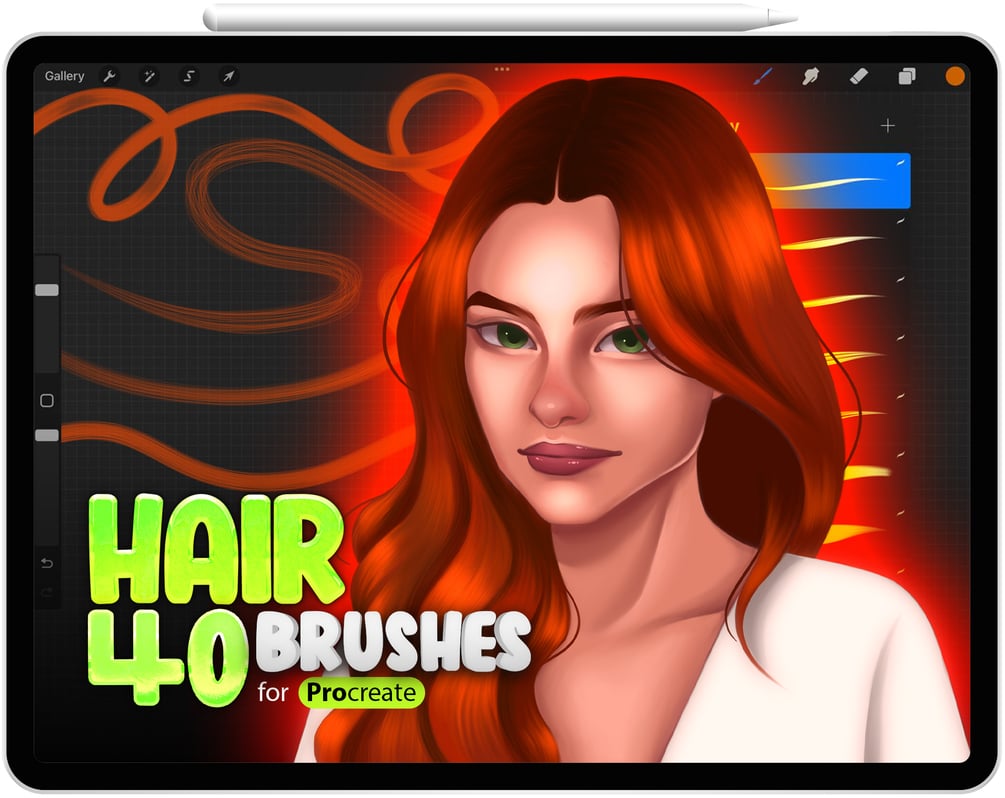 40 Procreate Hair Brushes Collection by ProCreativeBreeze