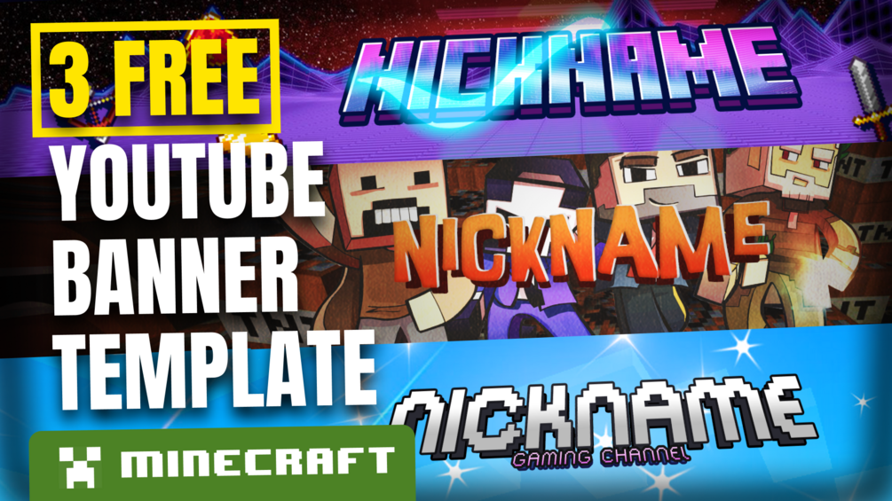 minecraft youtube channel art template