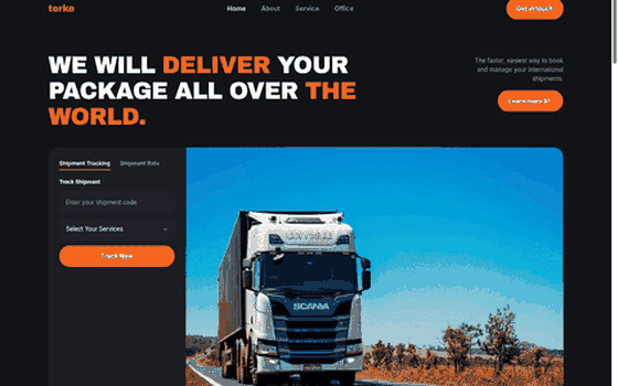 Desktop walkthrough preview of the Terke — Global Shipping & Logistics website template