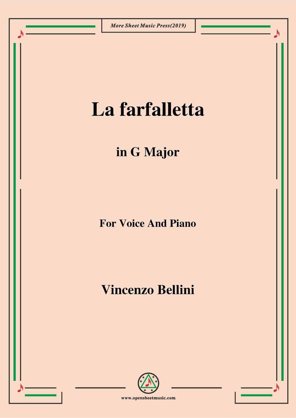 BelliniLa farfalletta in G Major,for Voice and Piano