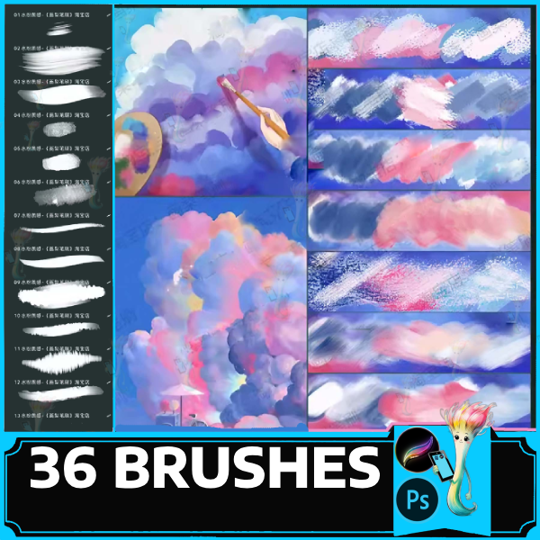 digital gouache, procreate acrylic, realistic watercolor, gouache painting, ipad brushes, procreate brushes, photoshop brushes - Procreate Brush Pack