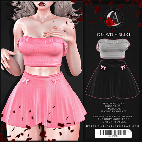 102 𓆩 ☾ 𓆪 • TOP AND SKIRT | RIGGED VRCHAT AND VTUBE ASSET • 𓆩 ☽ 𓆪 by ☾ 𝐀 𝐈 𝐊 𝐀