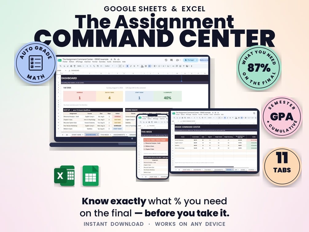 The Assignment Command Center template preview