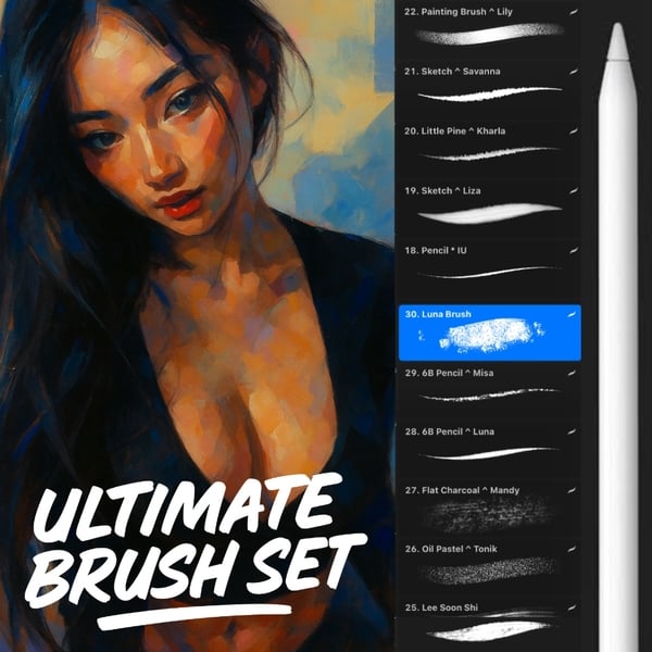 💯 [FREE] (ONLY TODAY ) Pinceles para Procreate • Pinceles para óleo  + Bonus 200 Free Procreate Brushes + Free 5 Premium Textures! | Download Now 🪔 by Lovell
