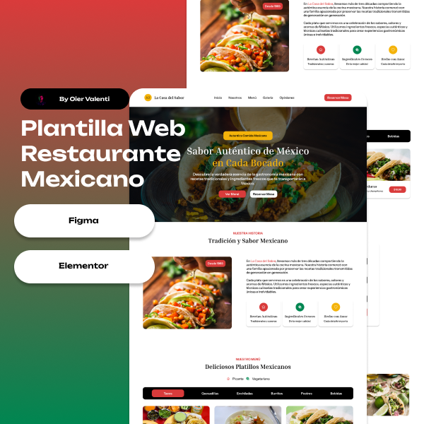 Plantilla Web Restaurante Mexicano - Figma + Elementor (WordPress)