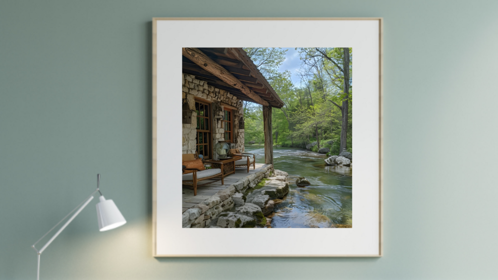 A quiet riverside cottage Lush greenery Sit